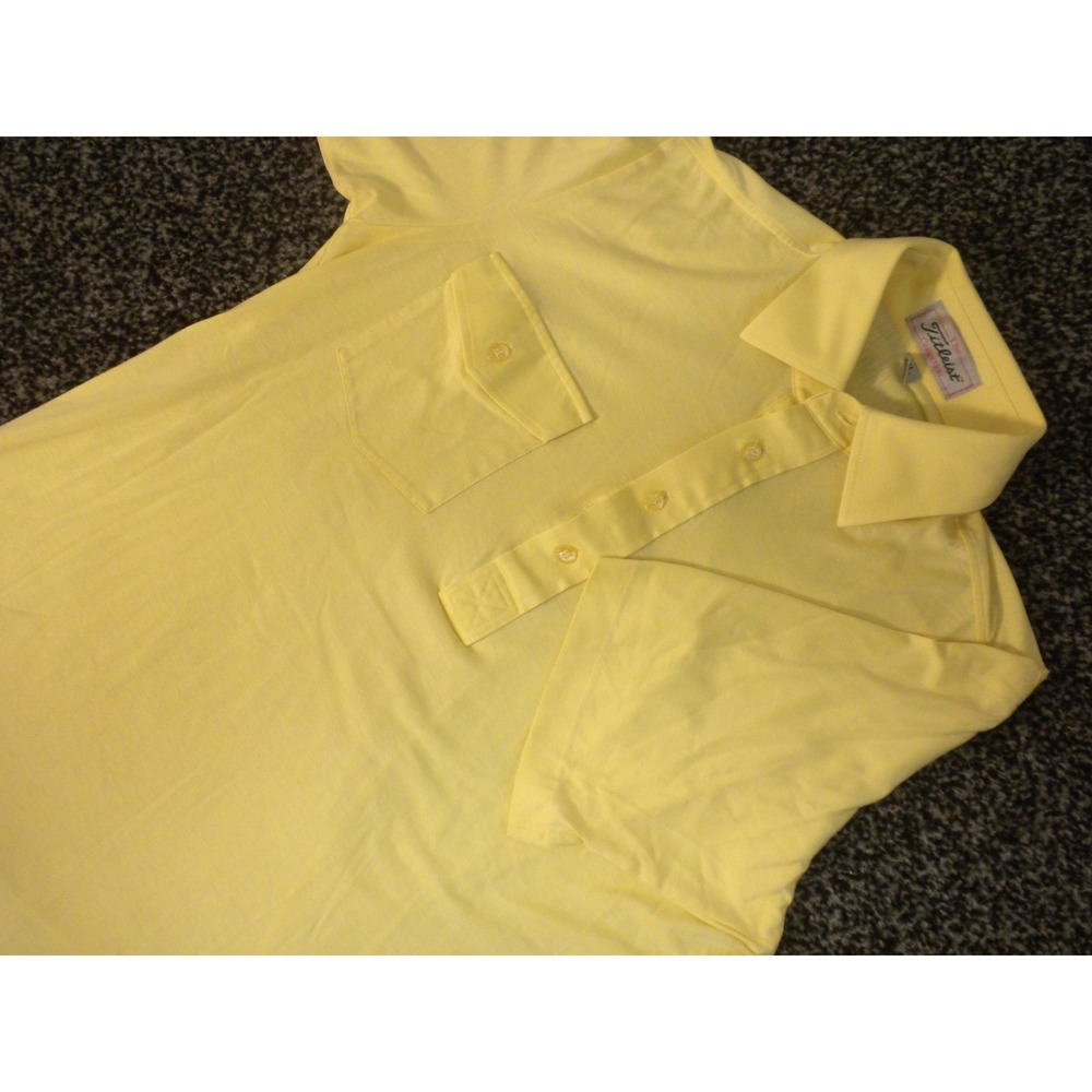 Titleist Pocket Polo Shirt Mens M Yellow Pima Cotton Blend Short‎ Sleeve Golf